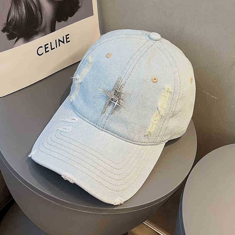 Unisex Distressed Denim Baseball Cap Bowlift 1784188338