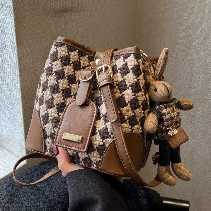 Stylish Checkered Bucket Bag Bowlift