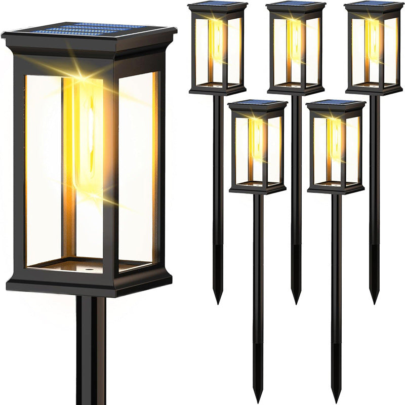 Solar-Powered Warm White LED Glass Lantern Garden Stake Lights Set Bowlift