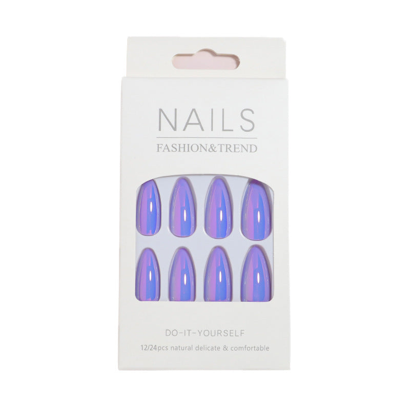 Glossy Press-On Nails Set with Iridescent Finish Bowlift