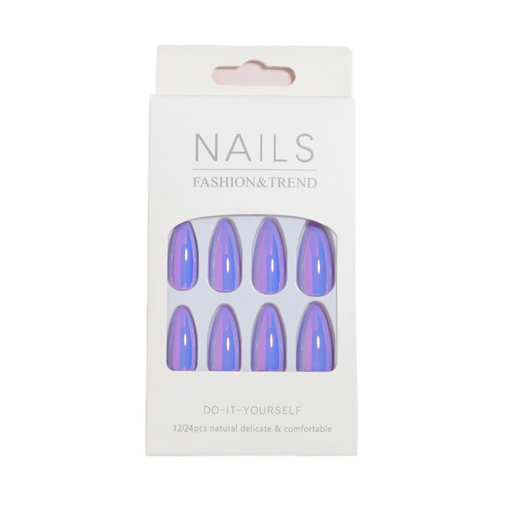 Glossy Press-On Nails Set with Iridescent Finish Bowlift