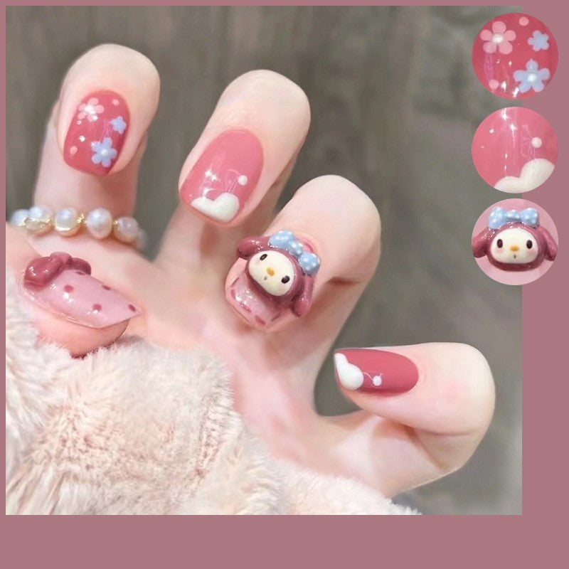 Playful artificial nails with 3D motif Bowlift