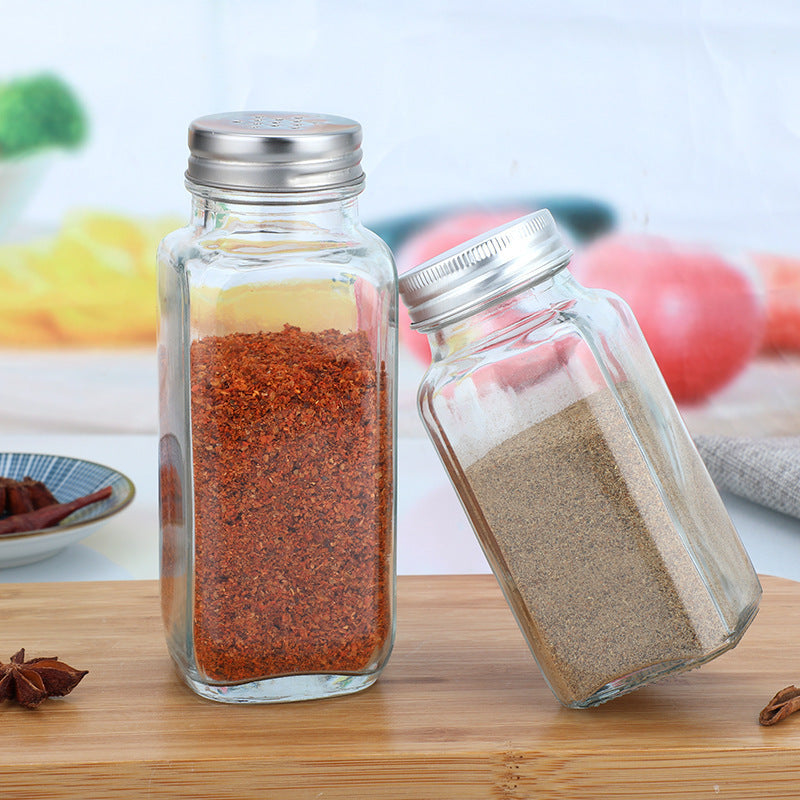 Glass Spice Jar Organization Kit with Labeled Bottles and Filling Funnel Bowlift