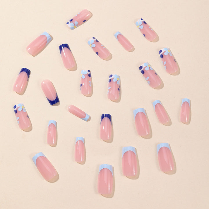 Floral French Tip Acrylic Nail Art Extensions Bowlift