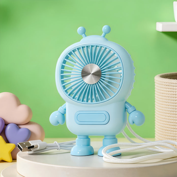 Ladies Portable Robot Fan with USB Charging Function and Flexible Design Bowlift