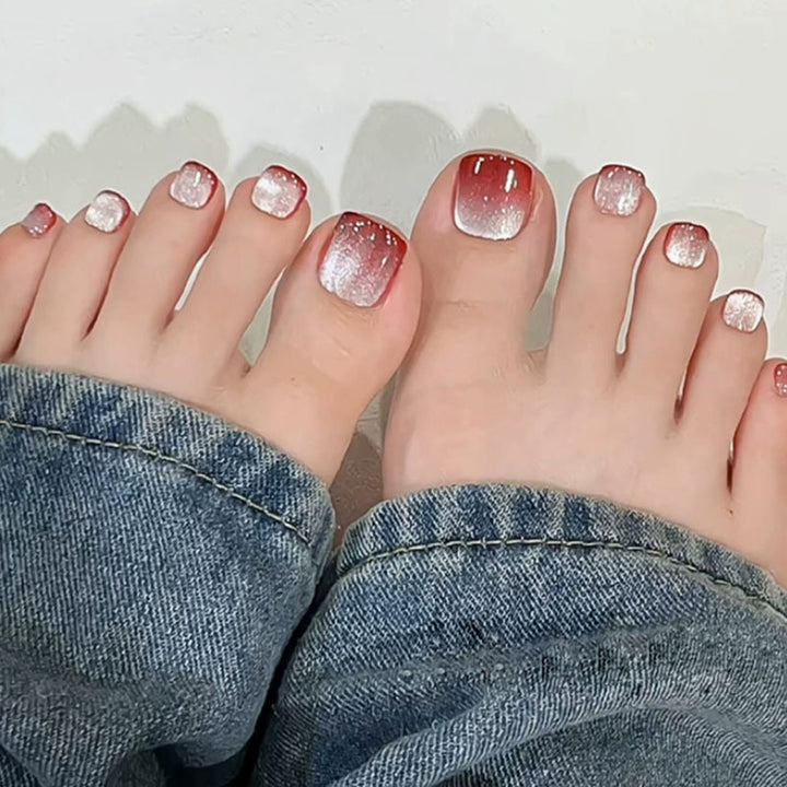 Decorative Ombre Press-On Toe Nail Art Bowlift