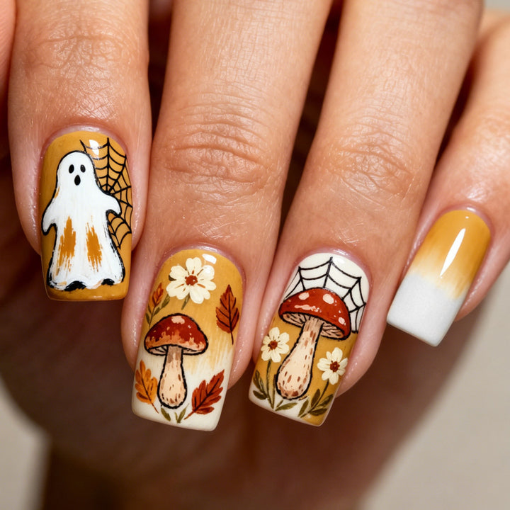Artificial artificial nails with autumn patterns Bowlift