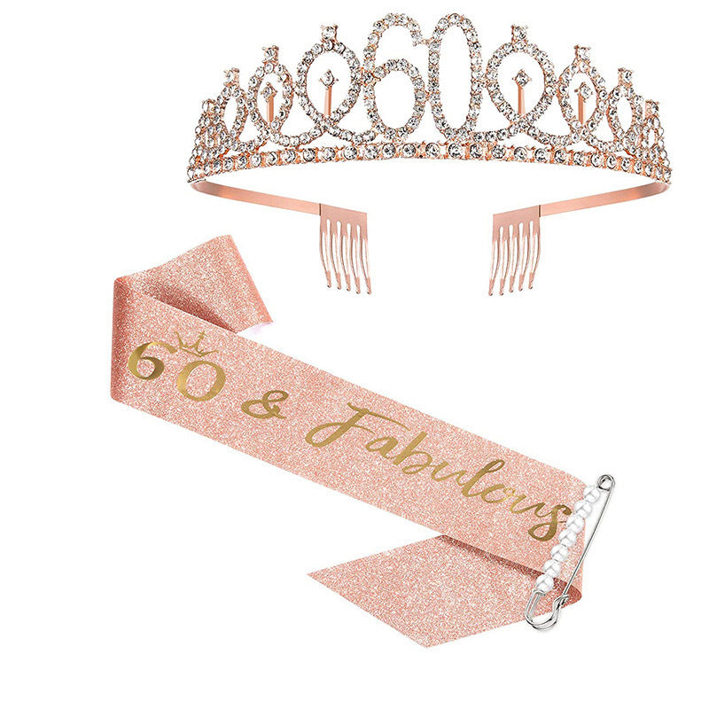 Ladies Sparkling Tiara with personalized 80th Birthday Inscription Bowlift