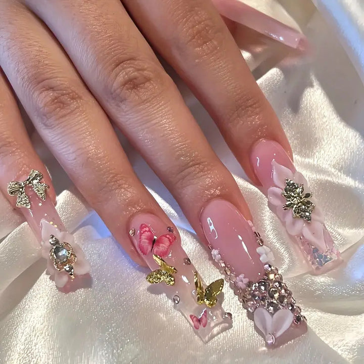Floral-Inspired Acrylic Nail Art Bowlift