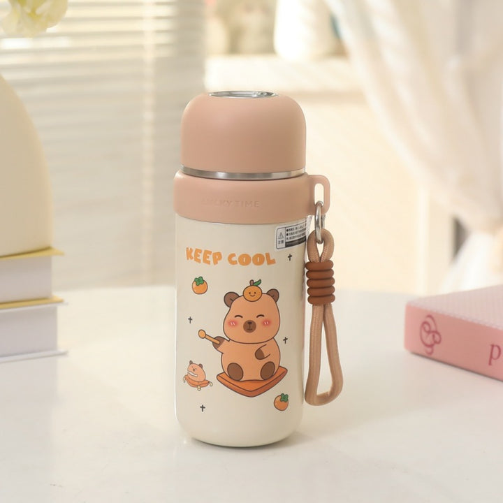 Ladies thermos bottle with animal motif and carrying strap Bowlift