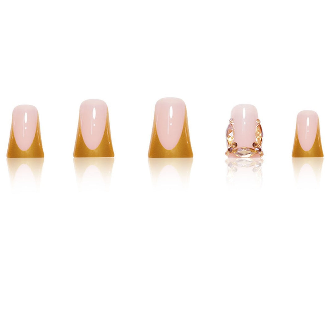 Luxury Acrylic Nail Enhancements with Gold Accents Bowlift