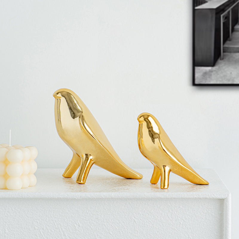 Elegant Artificial Ceramic Bird Sculpture Bowlift