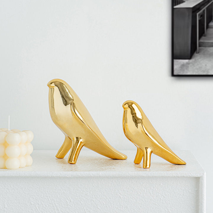 Elegant Artificial Ceramic Bird Sculpture Bowlift