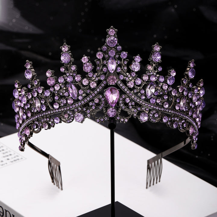 Ladies Opulent Tiara with Black Crystal Detailing Bowlift
