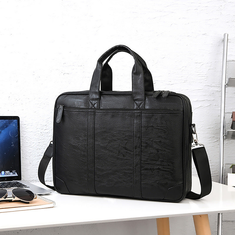 Premium Leather Business Briefcase Bowlift
