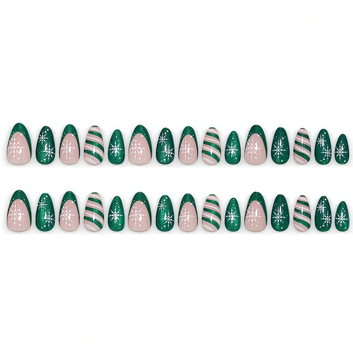 Artificial Nail Set with Elegant Christmas Design Bowlift