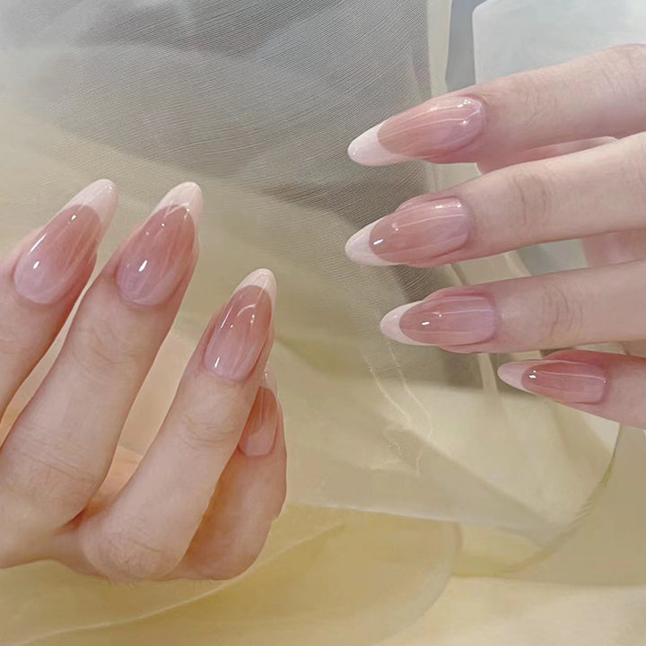 Elegant French Tip Press-On Nails Bowlift