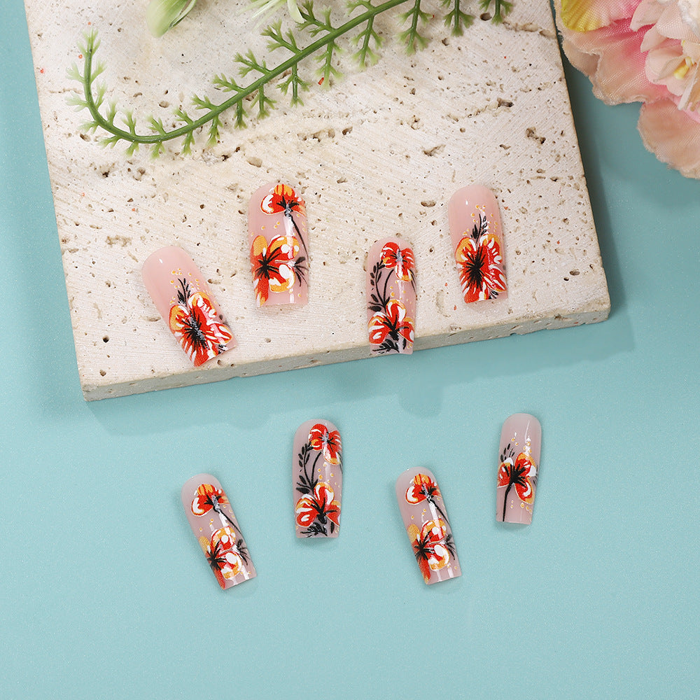 Artificial nails with exclusive floral design Bowlift