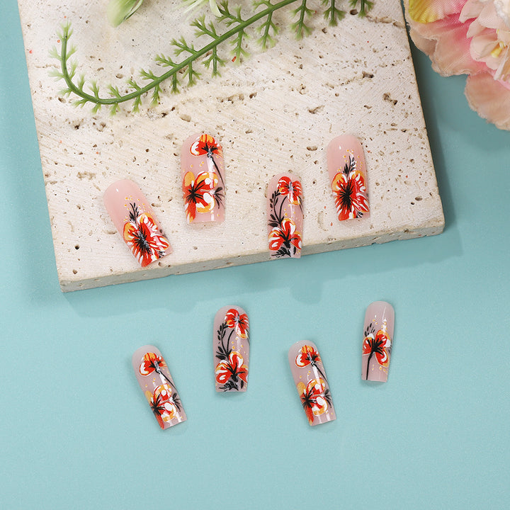 Artificial nails with exclusive floral design Bowlift