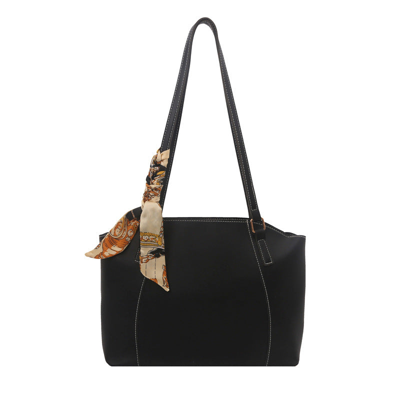 Stylish Tote Handbag with Decorative Scarf