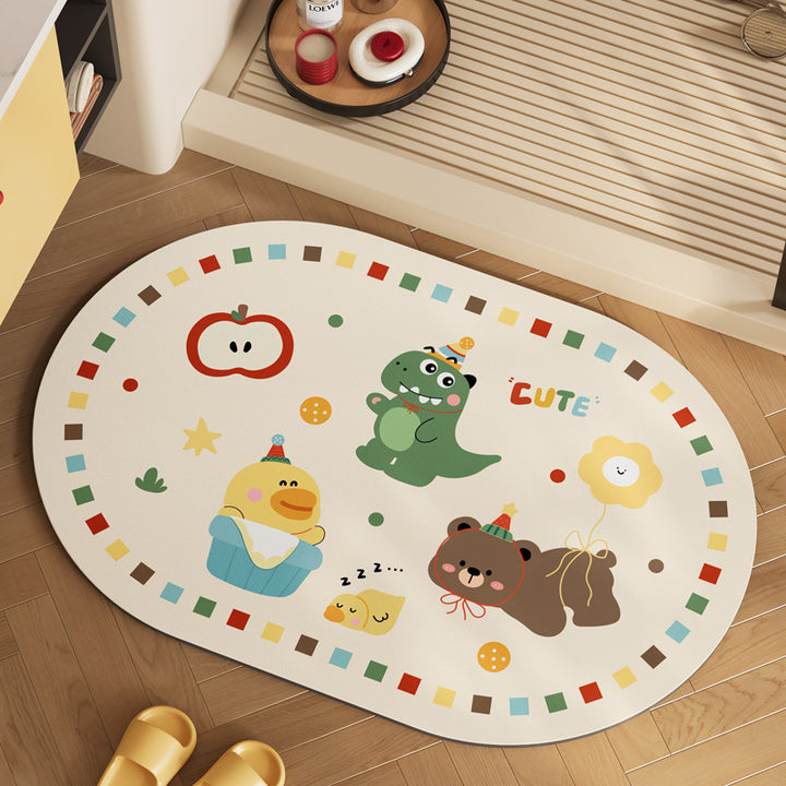 Playful Cartoon Animal Area Mat Bowlift