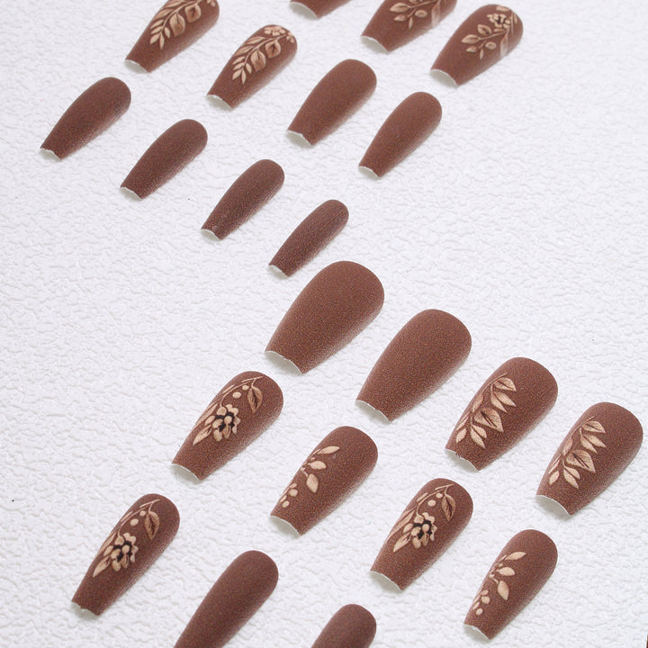 Elegant Floral Matte Press-On Nails Bowlift