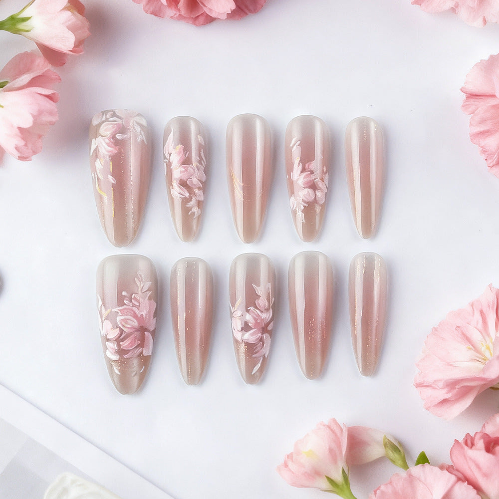 Elegant Floral-Styled Press-On Nails Bowlift