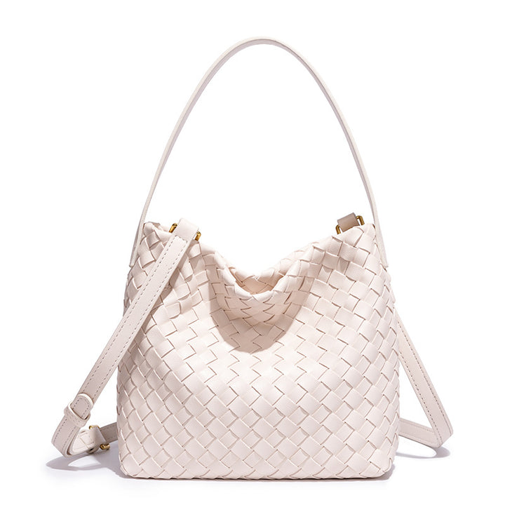 Elegant Woven Leather Shoulder Bag Bowlift