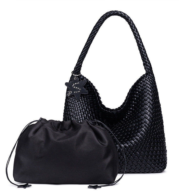 Braided Vegan Leather Hobo Handbag Bowlift