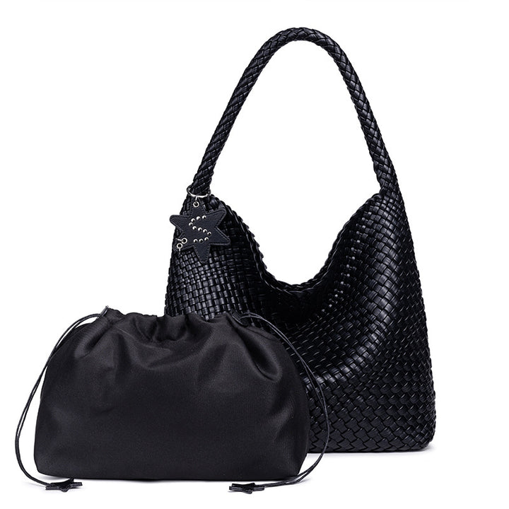 Braided Vegan Leather Hobo Handbag Bowlift