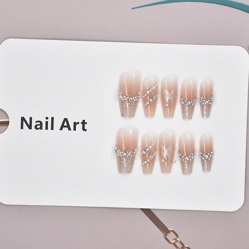 Elegant Crystal-Embellished Press-On Nail Art Bowlift