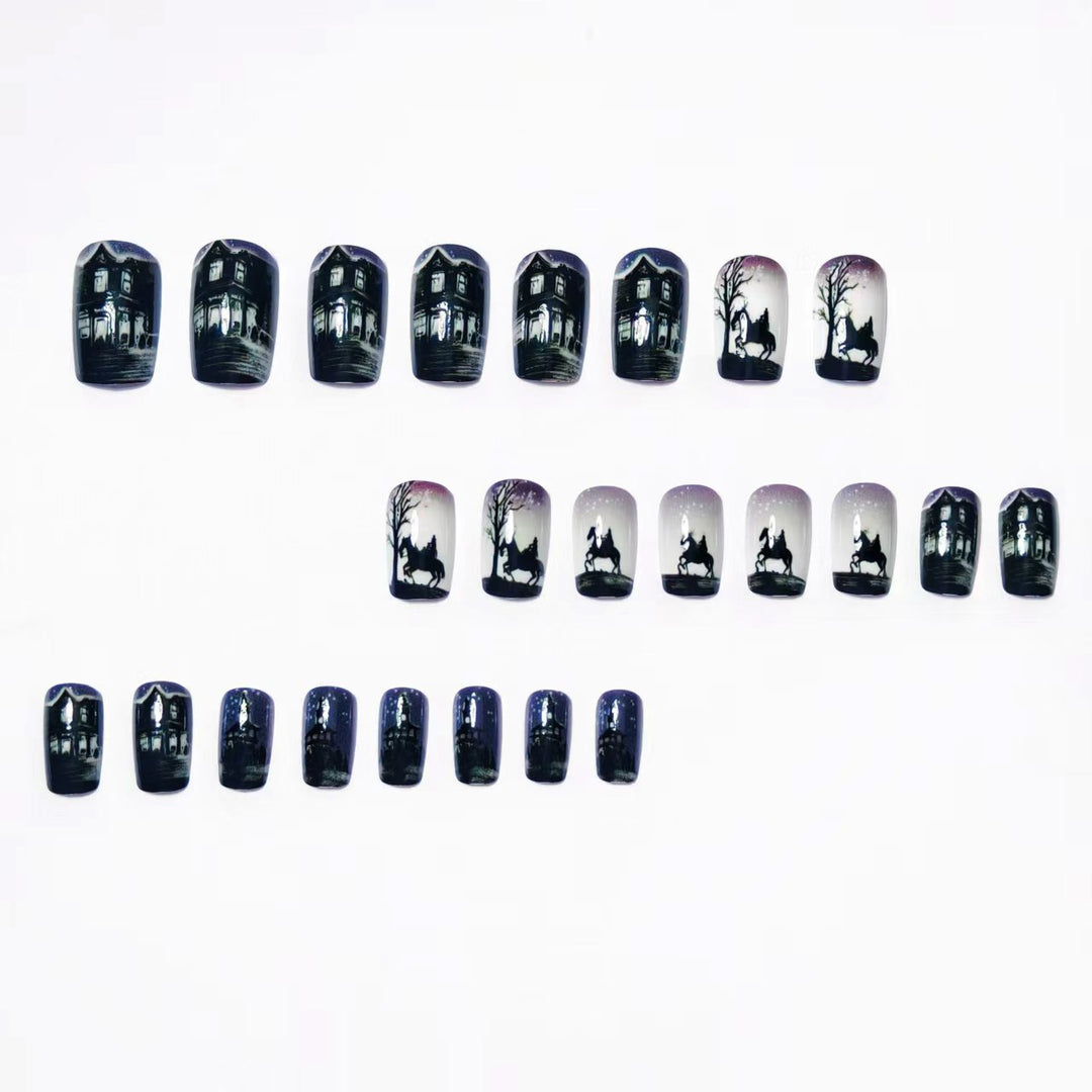 Artificial nails with mysterious winter landscape design Bowlift