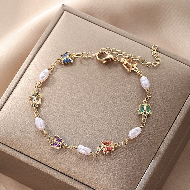 Butterfly and Daisy Charm Anklet Bowlift