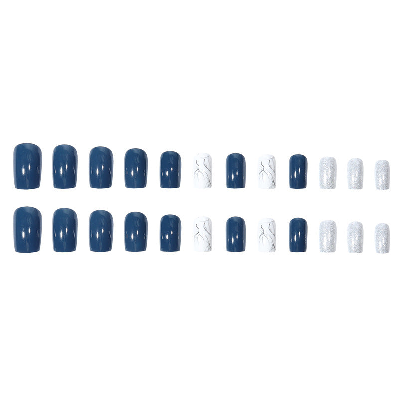 Elegant Marble-Themed Press-On Nails Bowlift