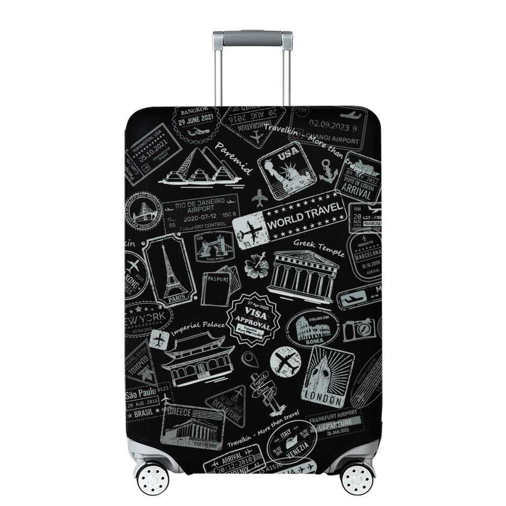 Unisex Hard Shell Travel Suitcase with Creative Travel Motif Bowlift