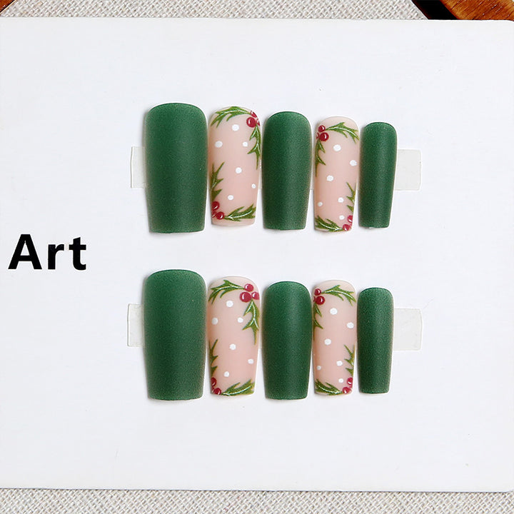 Acrylic nail set with festive Christmas design and elegant 3D embellishments Bowlift
