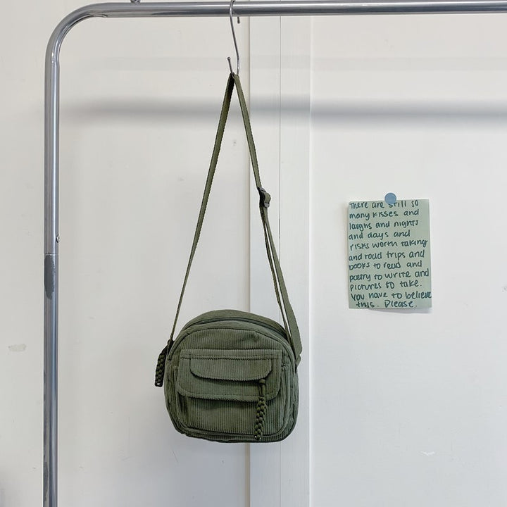 Compact Corduroy Crossbody Bag Bowlift