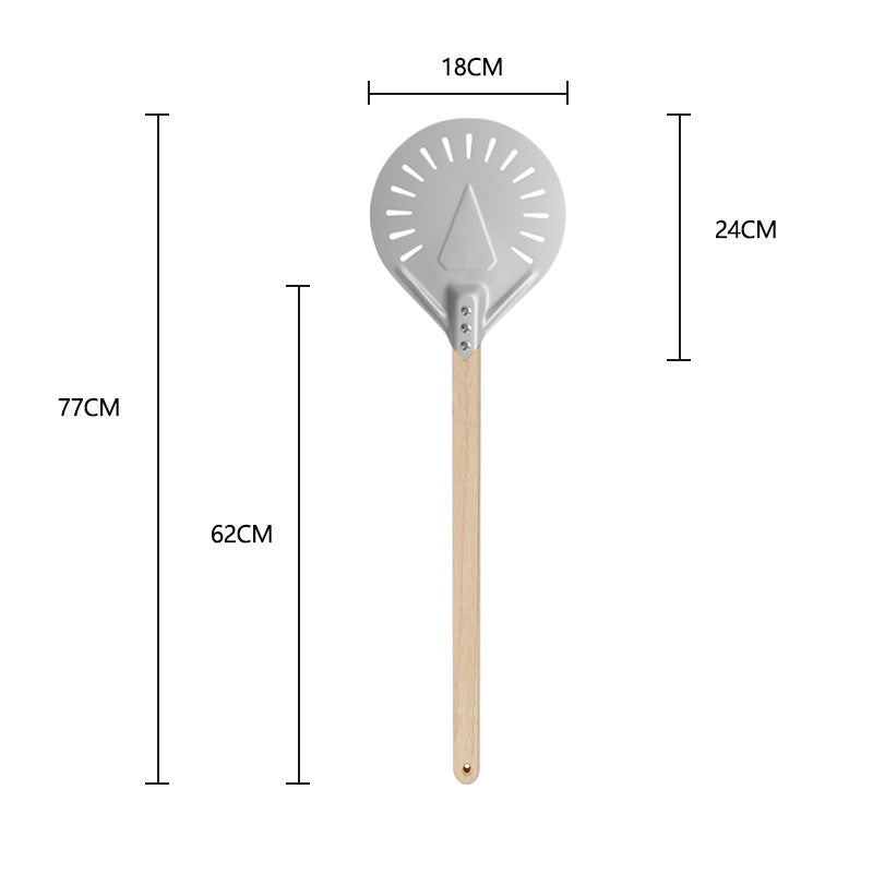 long-handled perforated pizza peel with wooden handle Bowlift