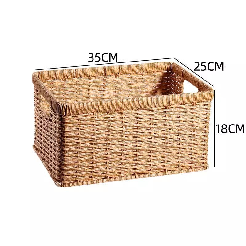 Women's Rectangular Storage Basket Made of Natural Wicker Bowlift