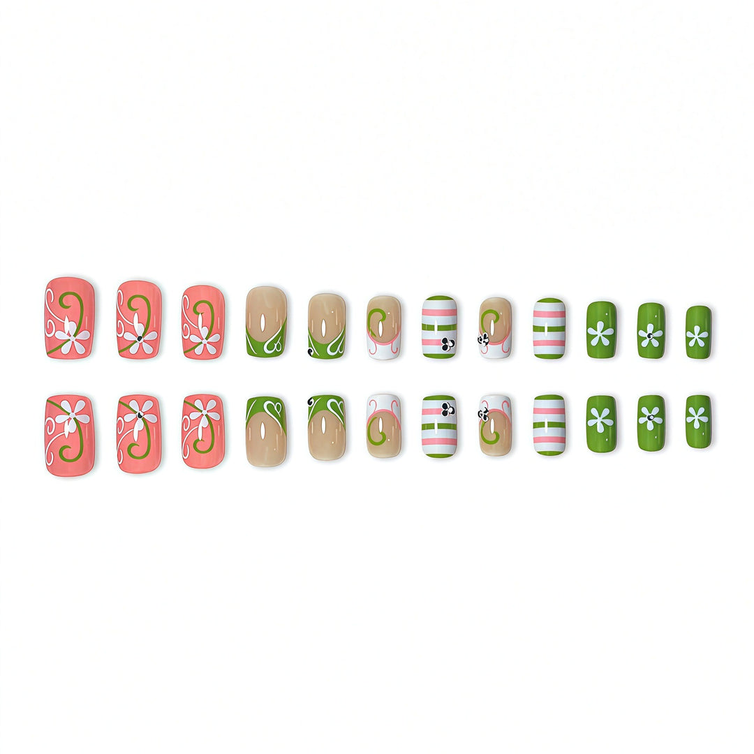 3D Floral Art Press-On Nail Set Bowlift