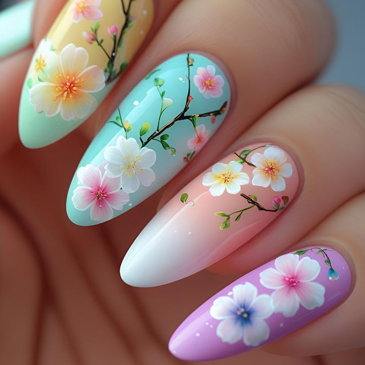 Floral Themed 3D Nail Art Bowlift