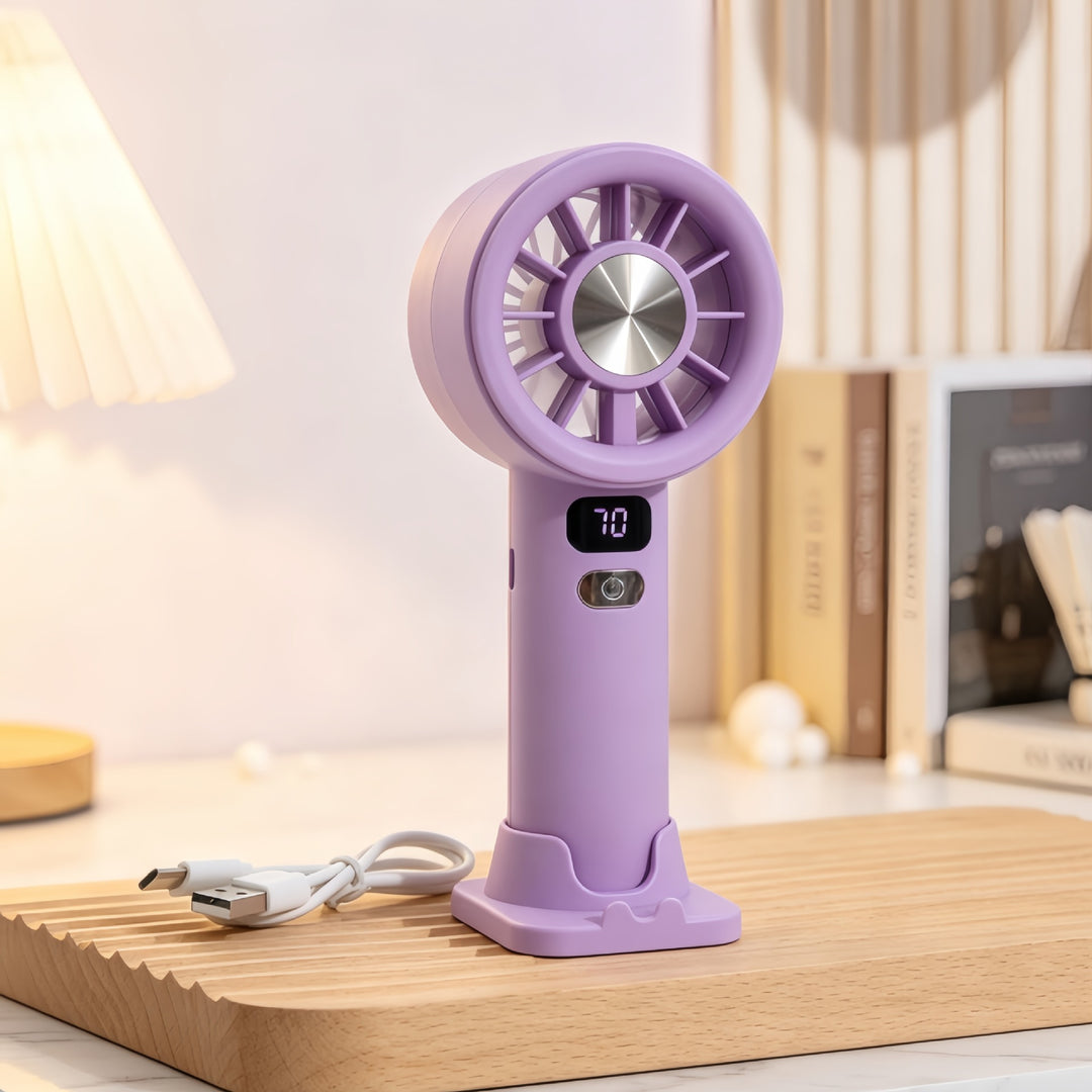 Women's portable hand fan with digital speed display Bowlift