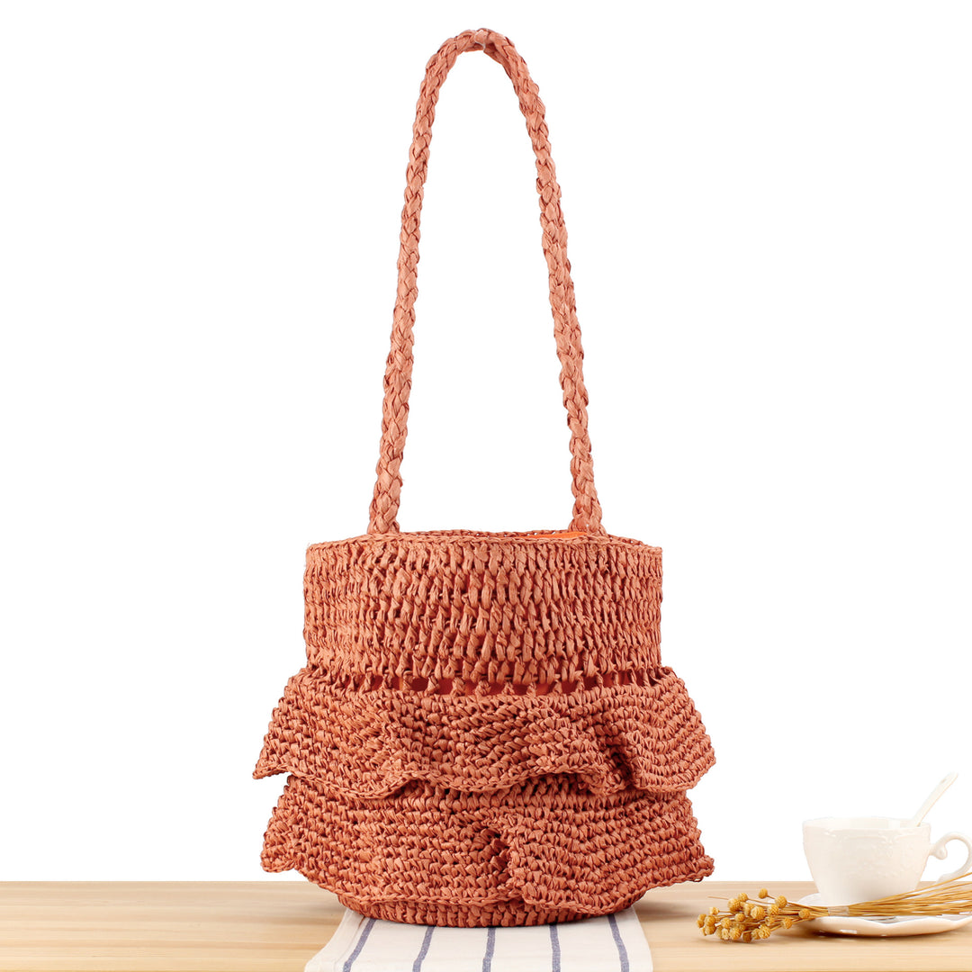 Fashionable Braided Bag with Ruffles Bowlift