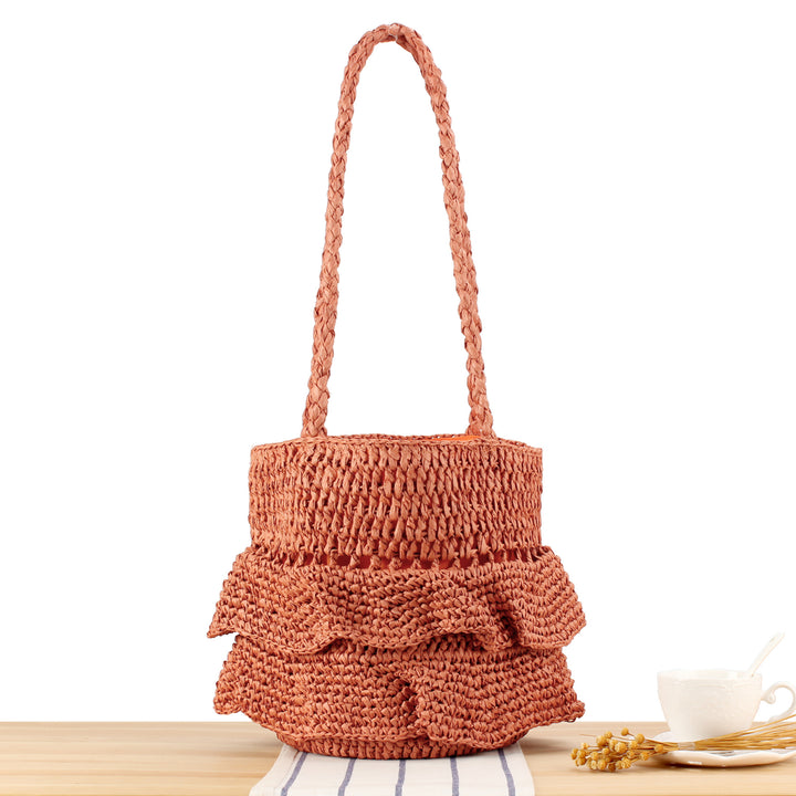 Fashionable Braided Bag with Ruffles Bowlift