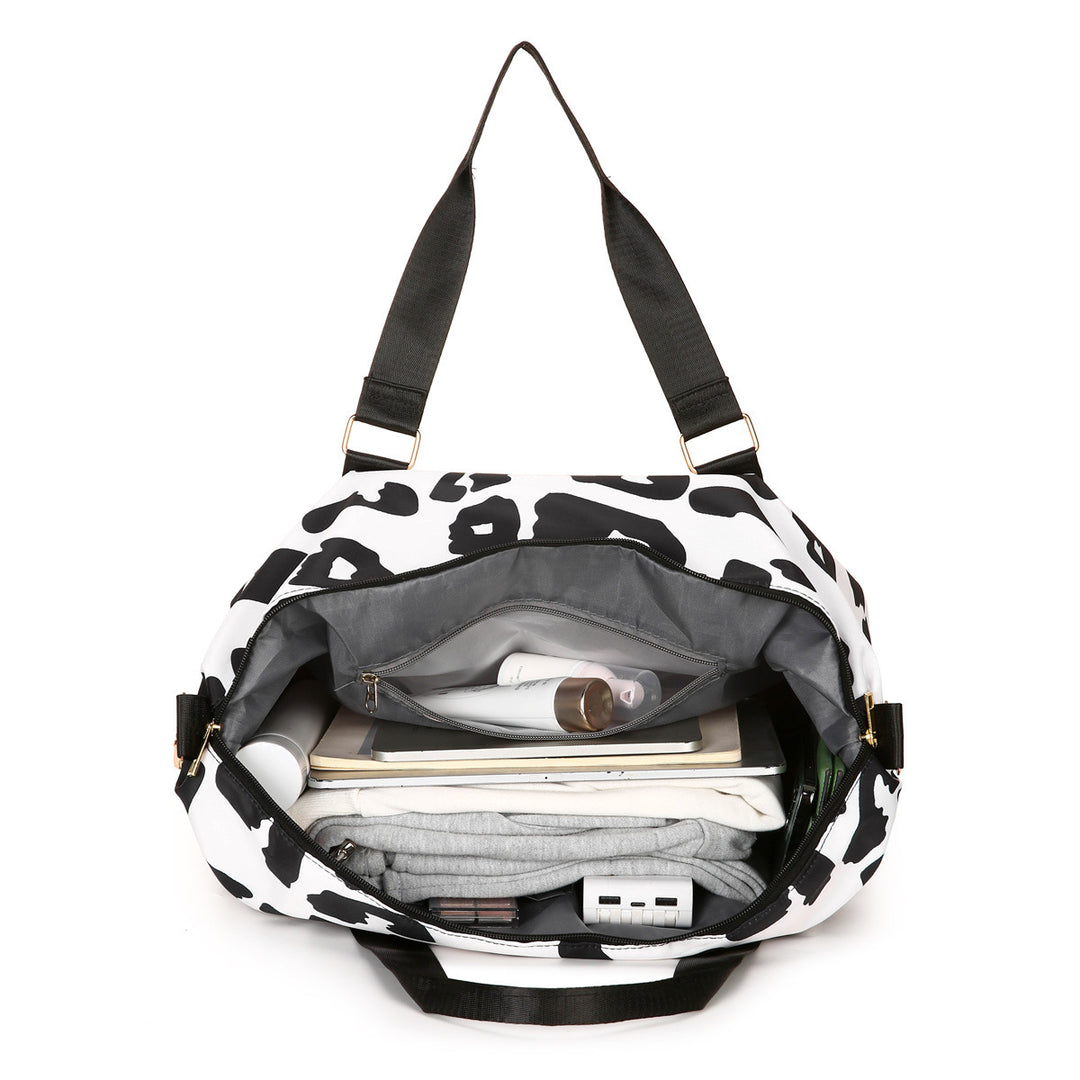 Sporty Tote Bag With Stylish Leopard Print Bowlift