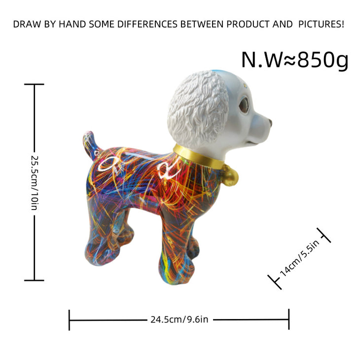 Artful dog sculpture with colorful design Bowlift