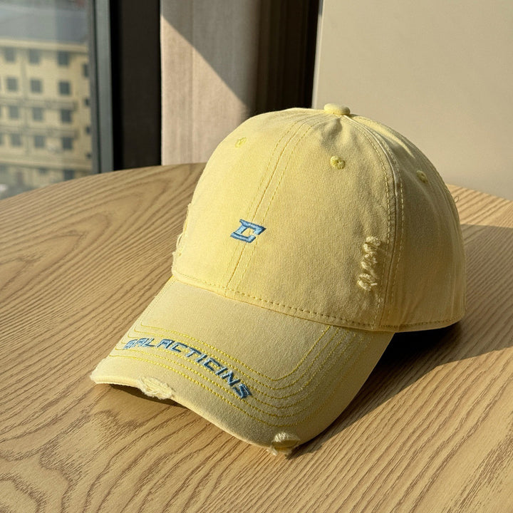 Men's Distressed Denim Baseball Cap Bowlift