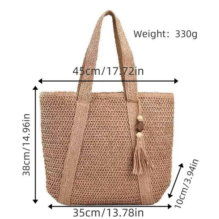Braided beach bag with fringe detail Bowlift
