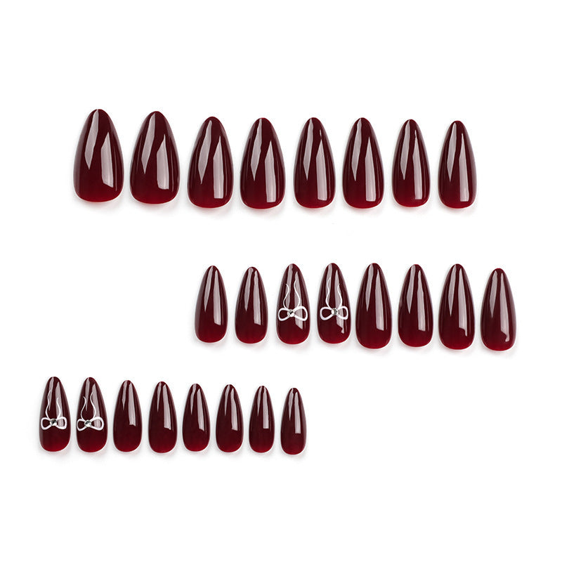 Elegant Stiletto Press-On Nail Tips with Floral Detail Bowlift
