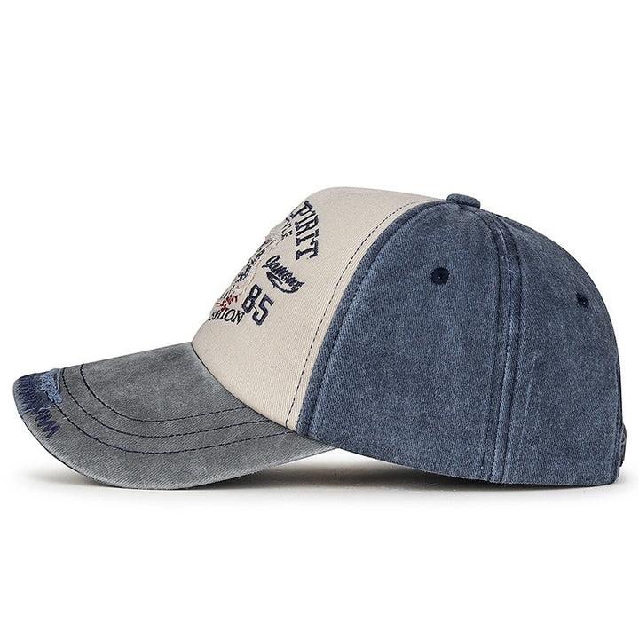 Men's Vintage-Inspired Embroidered Wolf Cap Bowlift